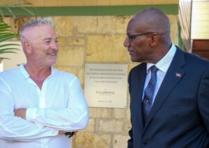 His Excellencies Sir Rodney Williams and Ambassador Calvin Ayre having a conversation