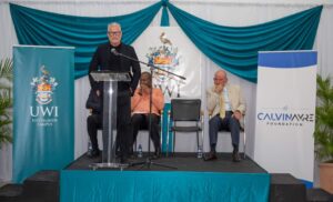 Calvin Ayre speaking at the launch of the UWI/CAF 75 Financial Care Project